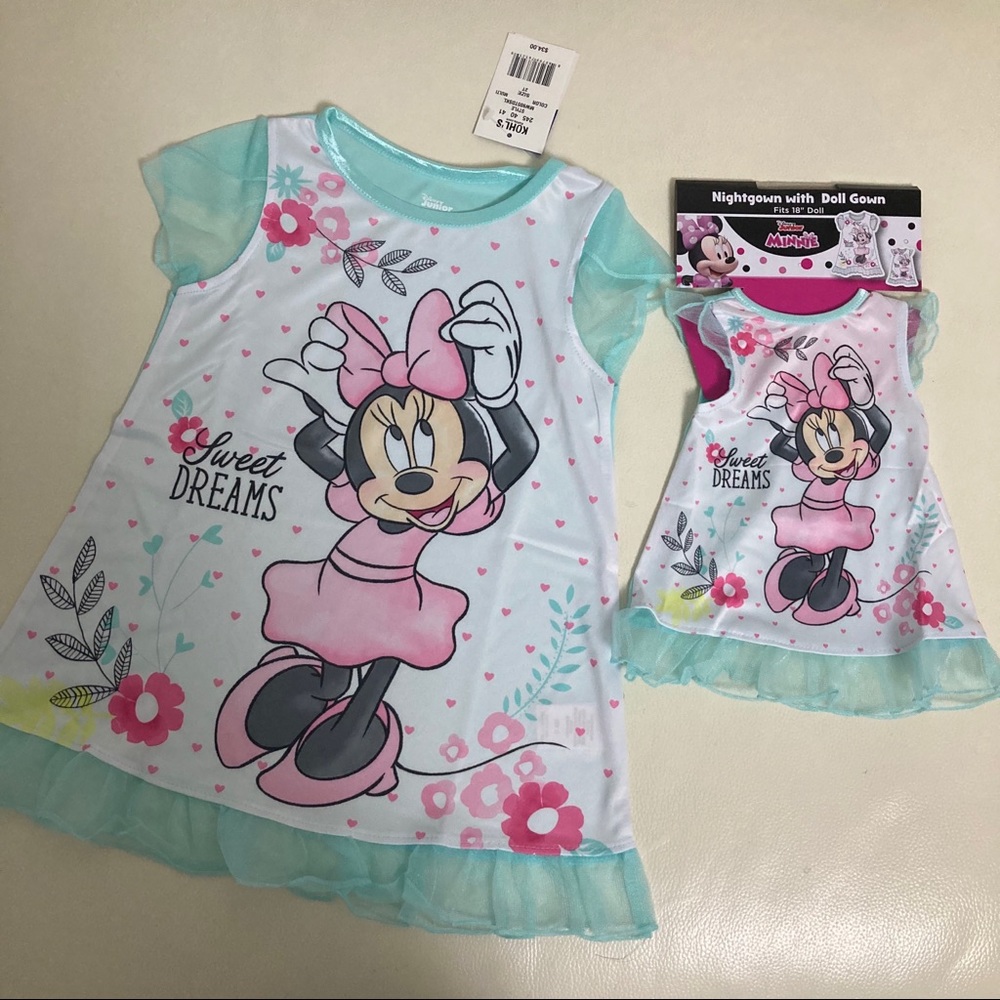 Disney Minnie Mouse Cute Nightgowns Doll Set - Picture 2 of 7